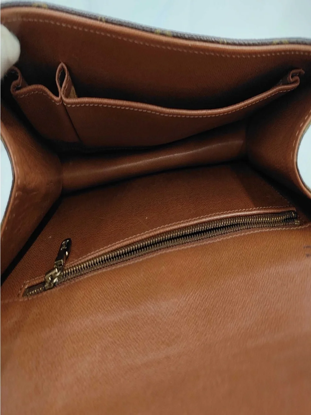 Louis Vuitton Monogram Pochette Dame Clutch with Tan Leather Trim